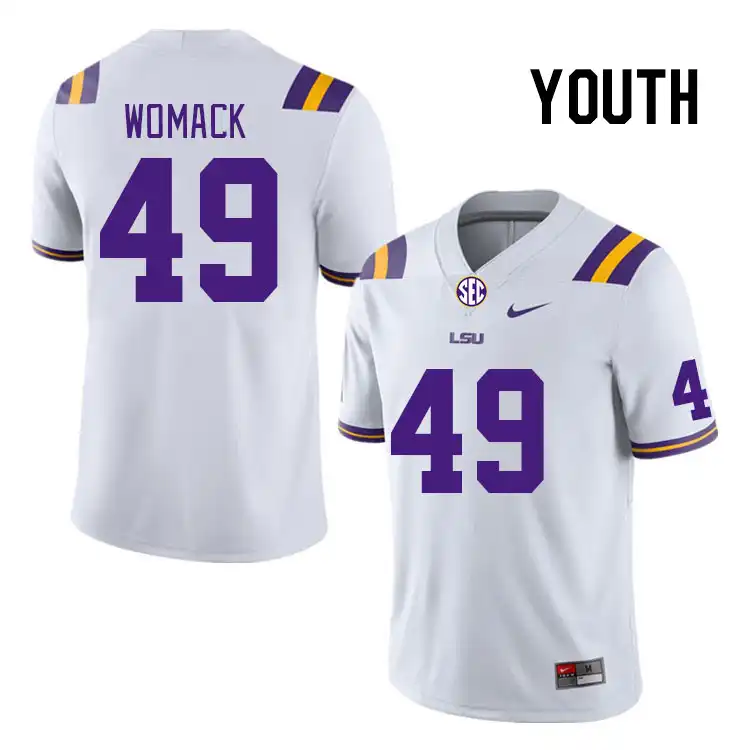 Youth LSU Tigers Da'Shawn Womack #49 White NCAA Football Jersey